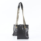 Prada Leather Chain Shoulder Bag Tote Black