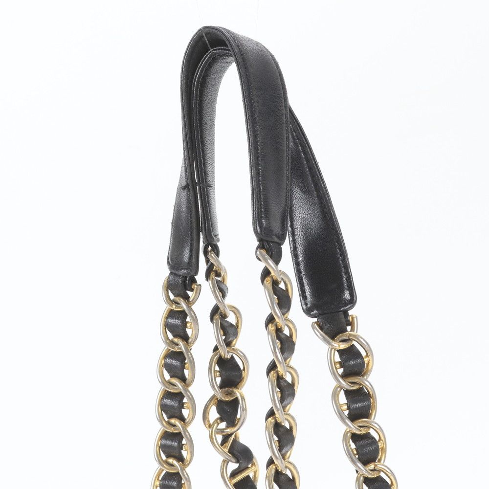 Prada Leather Chain Shoulder Bag Tote Black — view 2