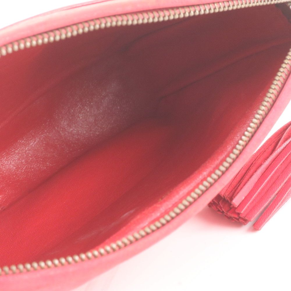 Chanel Quilted Lambskin Tassel Leather Clutch Hand Second Pouch — view 6