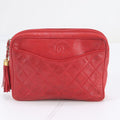 Chanel Quilted Lambskin Tassel Leather Clutch Hand Second Pouch