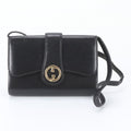 Gucci Vintage Leather Shoulder Bag Tote Hand Black