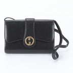 Gucci Vintage Leather Shoulder Bag Tote Hand Black