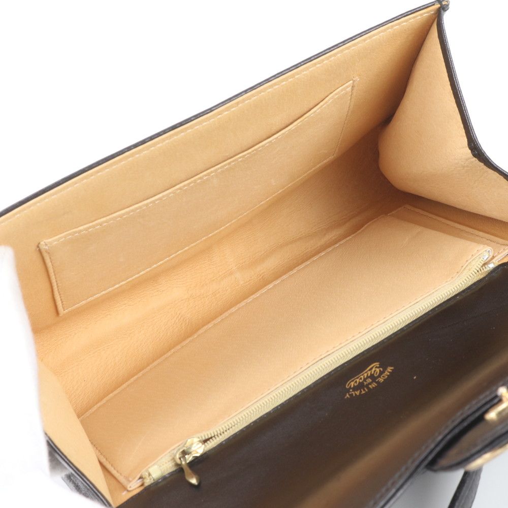 Gucci Vintage Leather Shoulder Bag Tote Hand Black — view 7