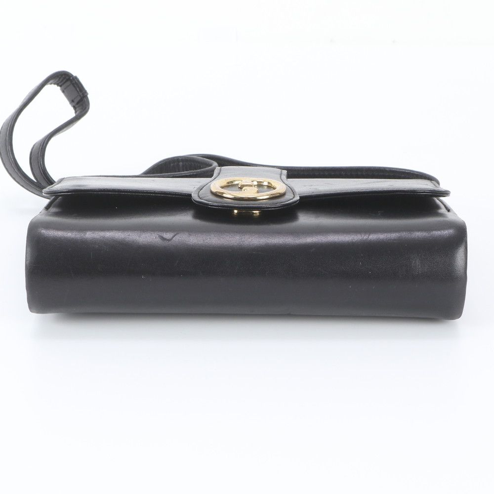 Gucci Vintage Leather Shoulder Bag Tote Hand Black — view 6