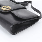 Gucci Vintage Leather Shoulder Bag Tote Hand Black — view 4