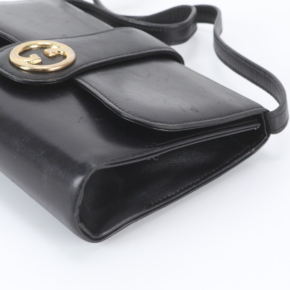 Gucci Vintage Leather Shoulder Bag Tote Hand Black — view 4