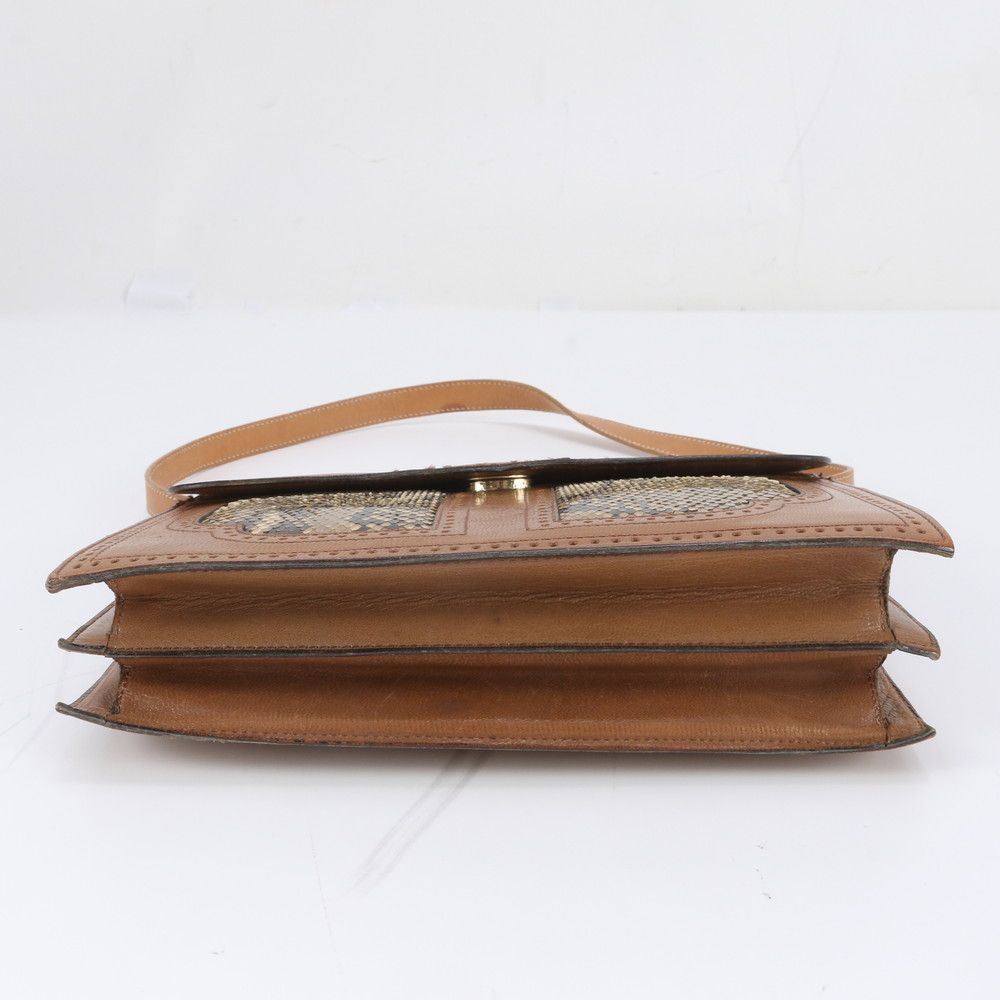 Saint Laurent Vintage Python Leather Shoulder Bag Hand Brown — view 5