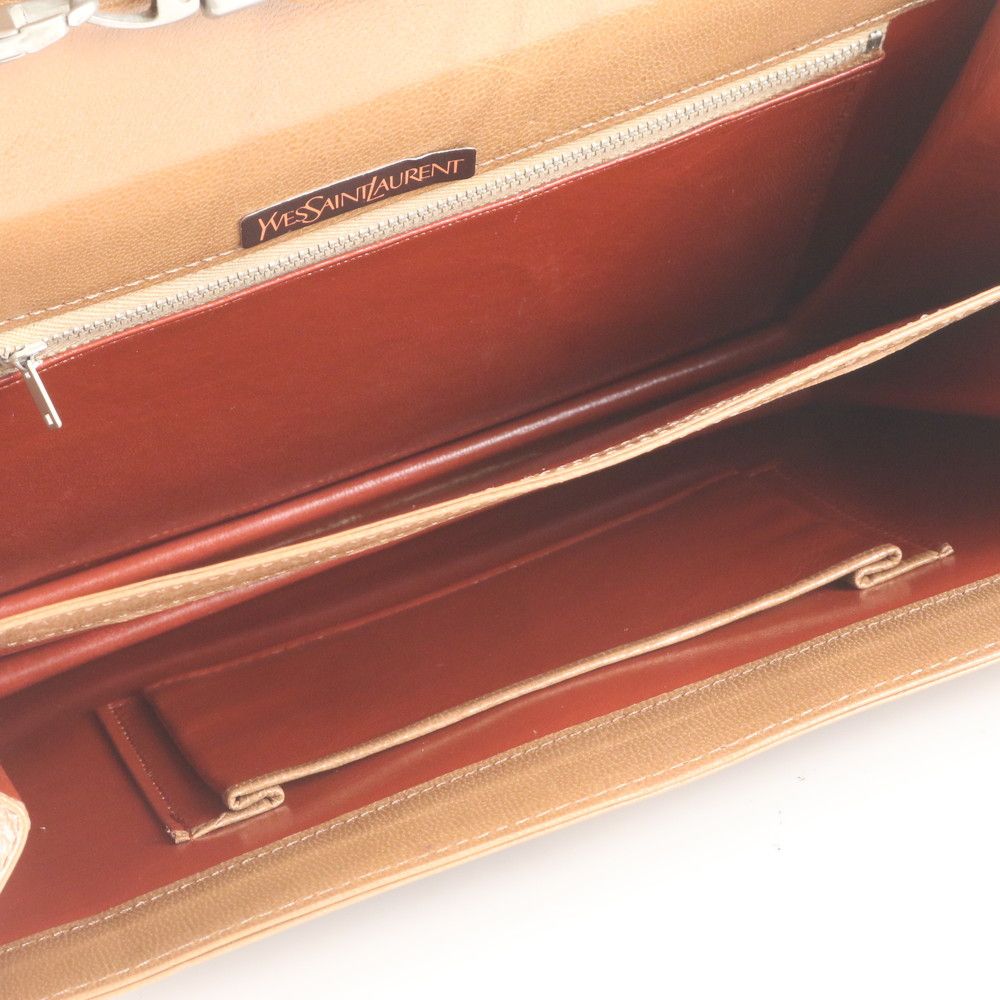 Saint Laurent Vintage Python Leather Shoulder Bag Hand Brown — view 7