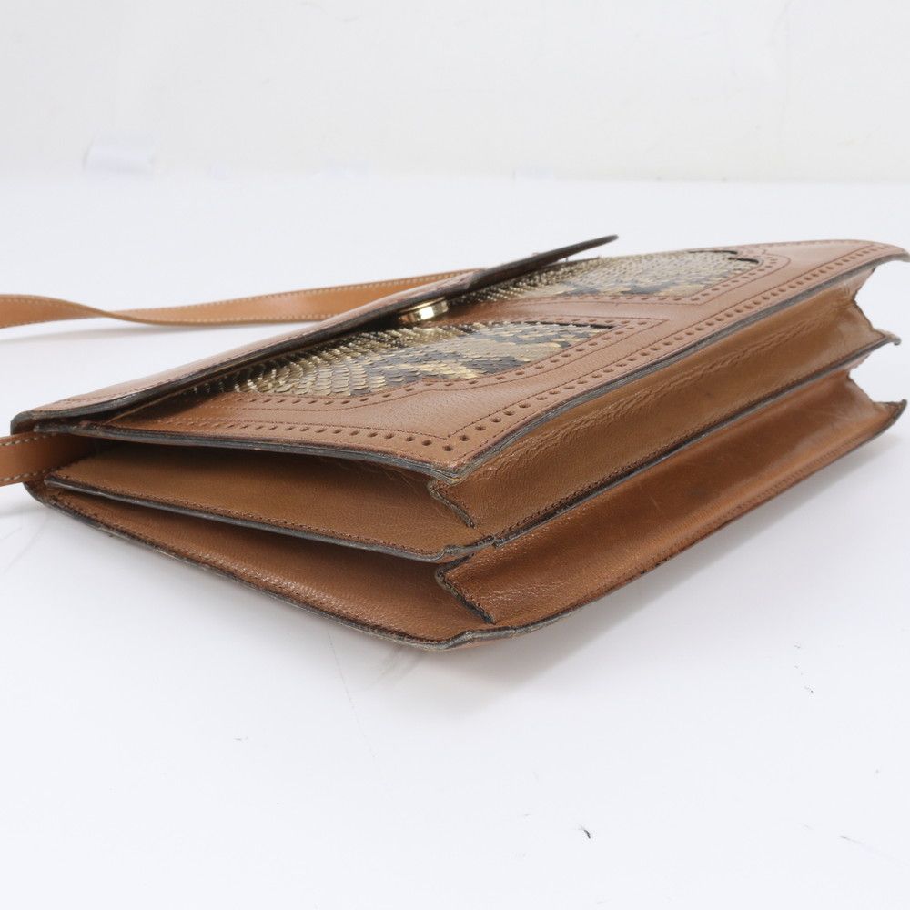 Saint Laurent Vintage Python Leather Shoulder Bag Hand Brown — view 4