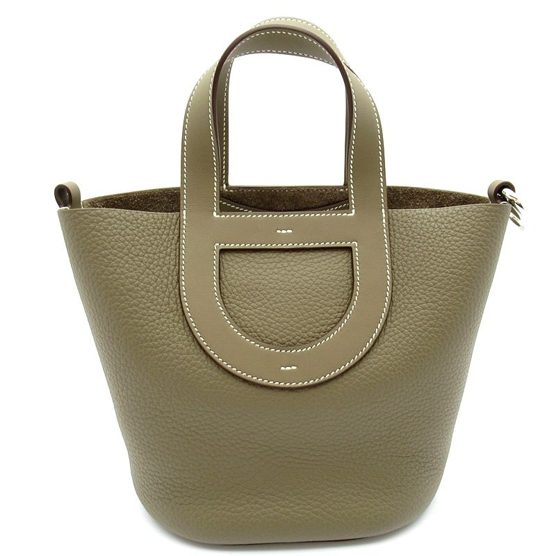 Hermes in the Loop 18 Taurillon Clemence Veau Handbag Etoupe
