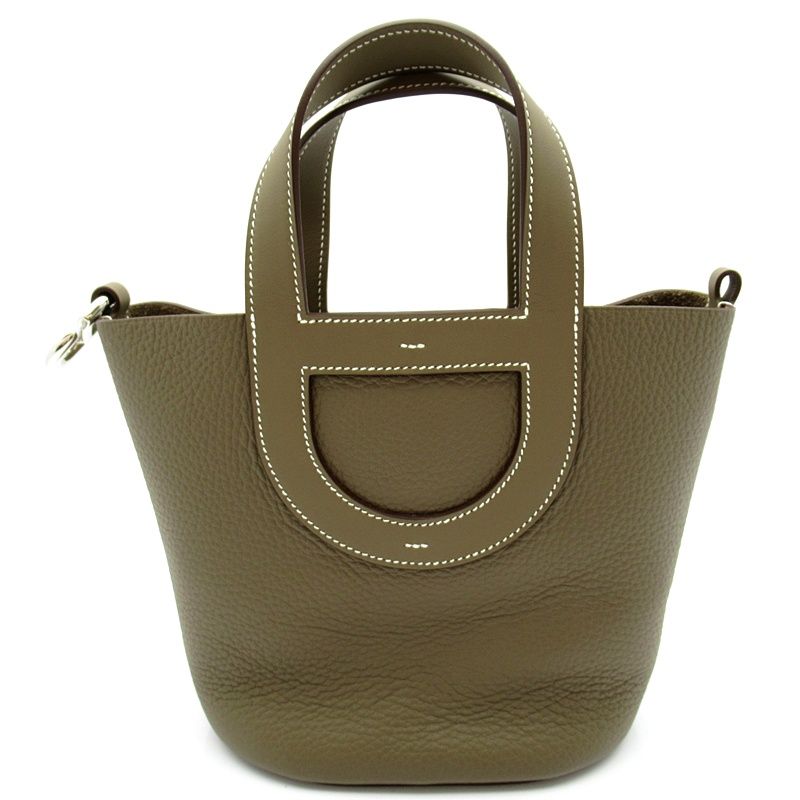 Hermes in the Loop 18 Taurillon Clemence Veau Handbag Etoupe — view 5