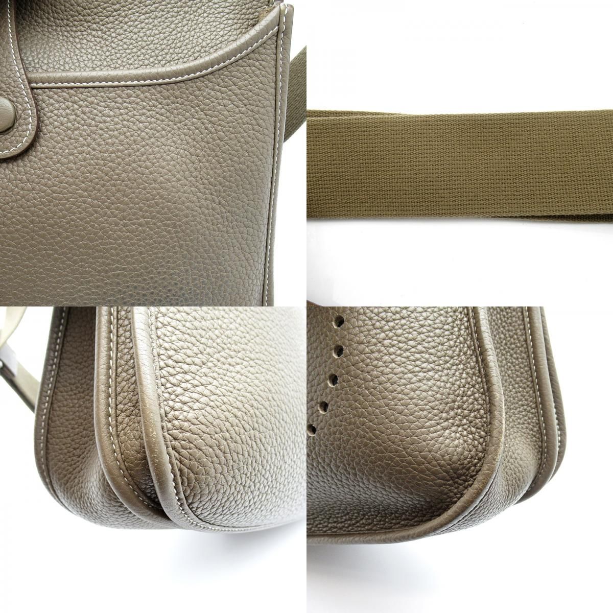 Hermes Evelyne 3 PM Taurillon Clemence Shoulder Bag Etoupe — view 7