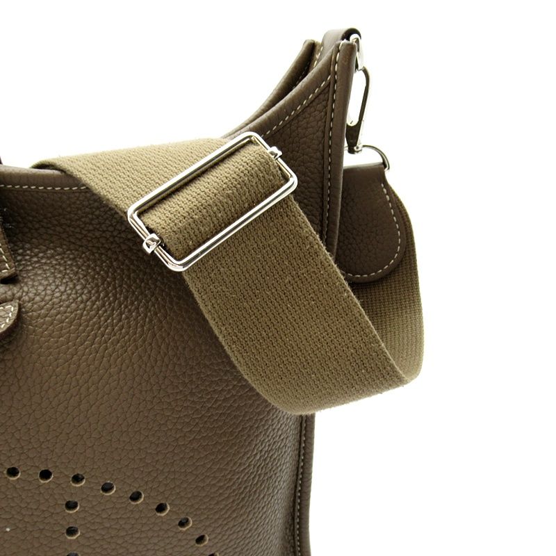 Hermes Evelyne 3 PM Taurillon Clemence Shoulder Bag Etoupe — view 2