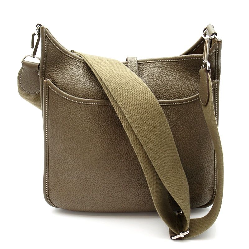Hermes Evelyne 3 PM Taurillon Clemence Shoulder Bag Etoupe — view 4