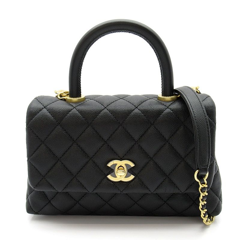 Chanel Coco Handle XS 2-Way Handbag Caviar Leather Black Medium