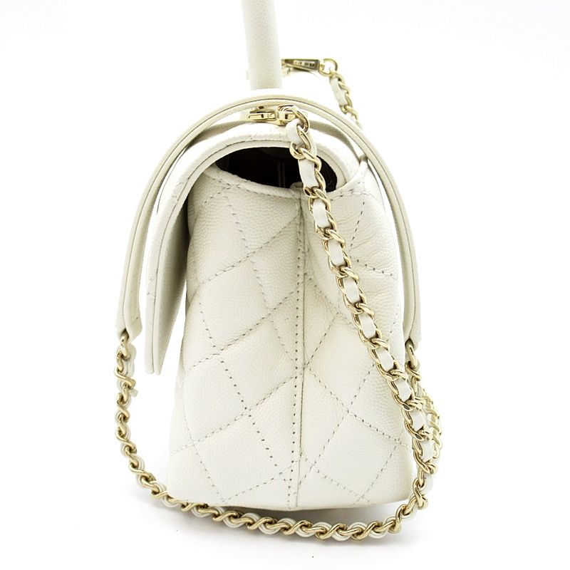 Chanel Coco Handle XS 2-Way Handbag Caviar Leather White — view 2