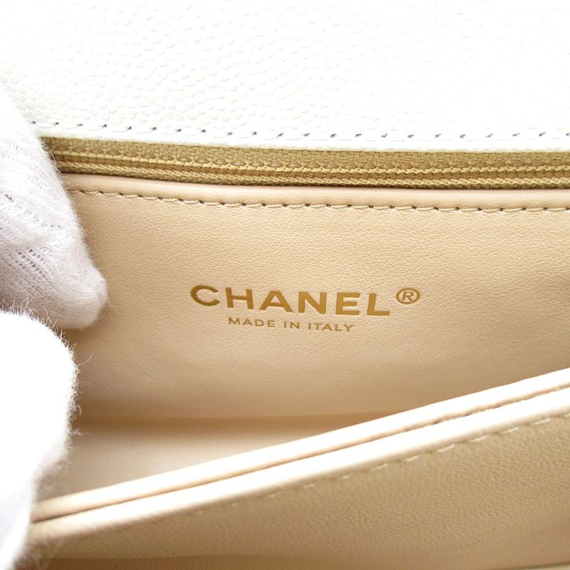 Chanel Coco Handle XS 2-Way Handbag Caviar Leather White — view 7