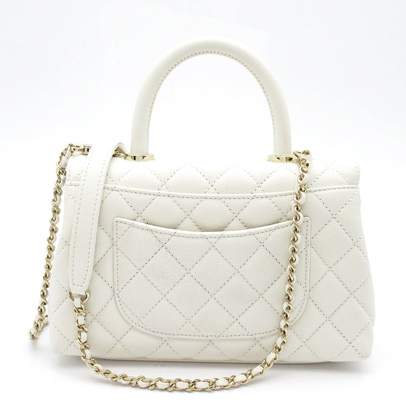 Chanel Coco Handle XS 2-Way Handbag Caviar Leather White — view 3