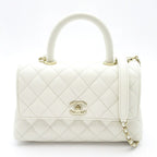 Chanel Coco Handle XS 2-Way Handbag Caviar Leather White