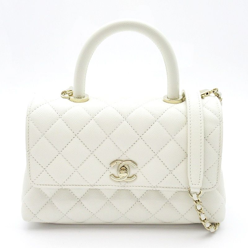 Chanel Coco Handle XS 2-Way Handbag Caviar Leather White