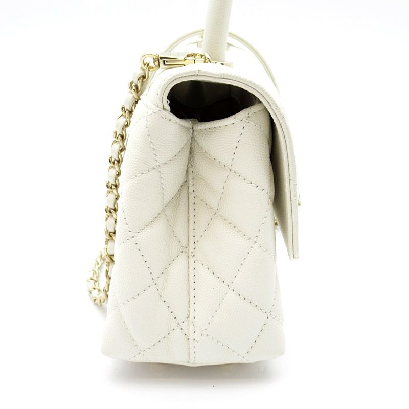 Chanel Coco Handle XS 2-Way Handbag Caviar Leather White — view 4