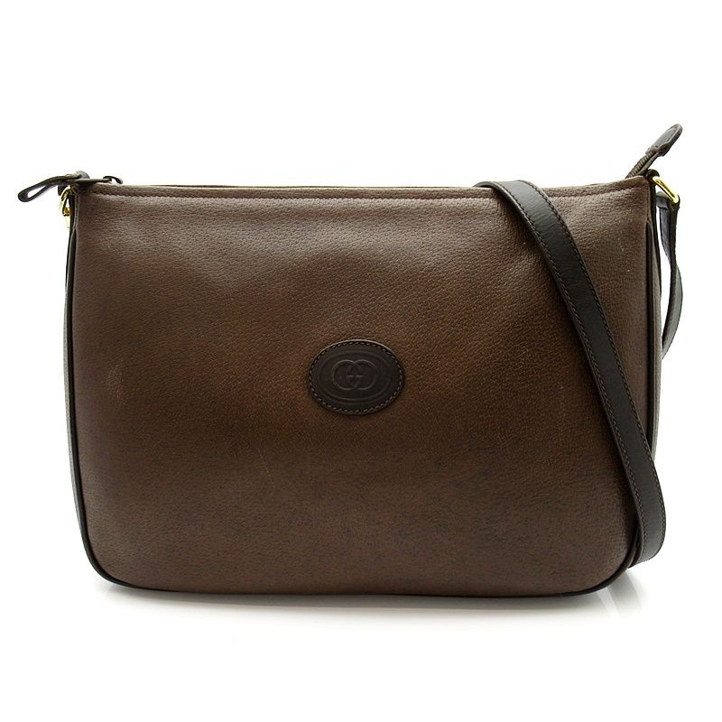Gucci Vintage Shoulder Bag Leather Brown