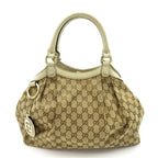 Gucci Sukey Handbag GG Canvas Leather Beige