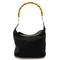 Gucci Bamboo Handbag Nylon Leather Black