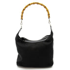 Gucci Bamboo Handbag Nylon Leather Black