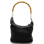 Gucci Bamboo Handbag Nylon Leather Black — view 4