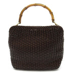 Gucci Straw Bamboo 2-Way Handbag Leather Brown — view 4