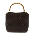 Gucci Straw Bamboo 2-Way Handbag Leather Brown