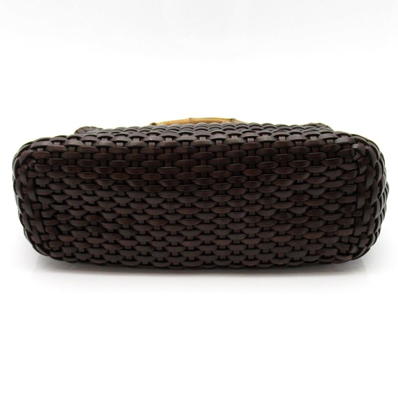 Gucci Straw Bamboo 2-Way Handbag Leather Brown — view 6