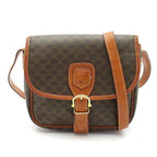 Celine Macadam Shoulder Bag Leather Brown