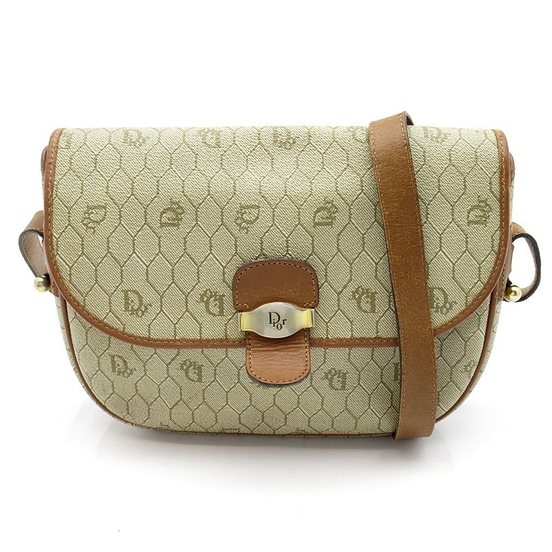 Dior Honeycomb Shoulder Bag Leather Beige
