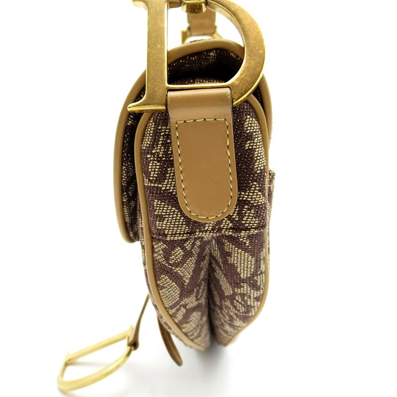 Dior Trotter Saddle Bag Canvas Leather Brown — view 3