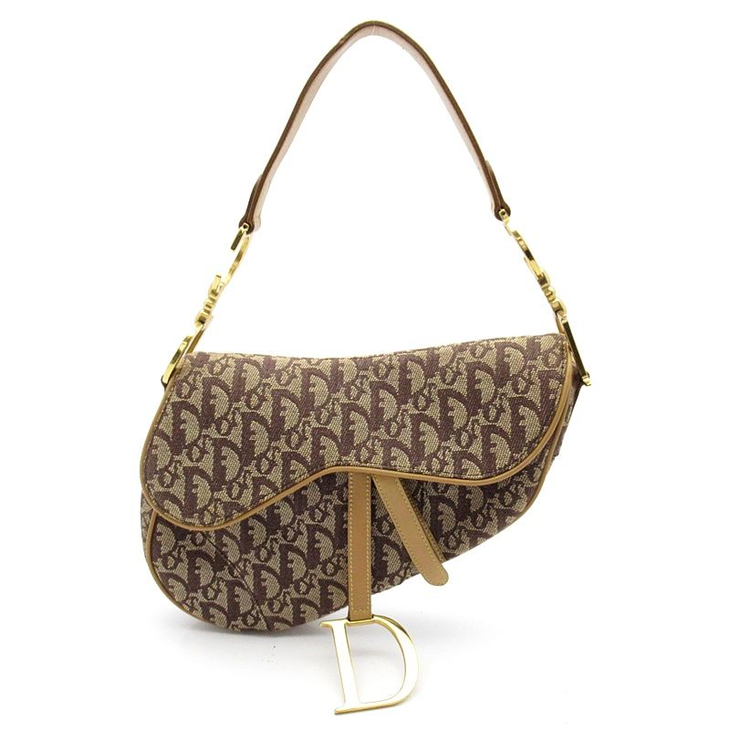 Dior Trotter Saddle Bag Canvas Leather Brown