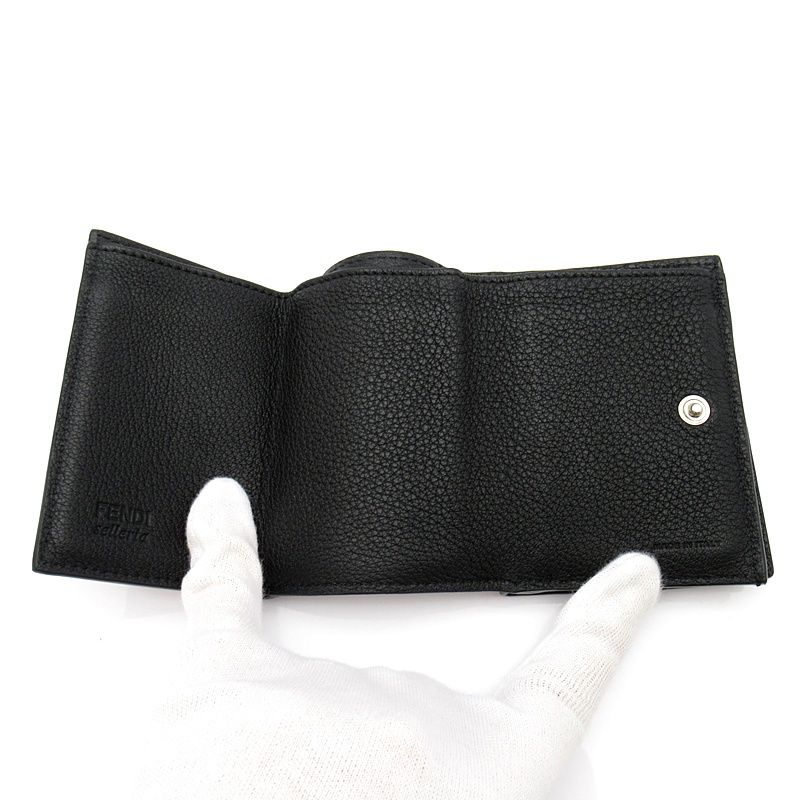 Fendi Compact Wallet Leather Black — view 6