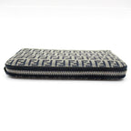 Fendi Full Zipper Wallet Canvas Leather Navy Gray — view 3