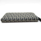 Fendi Full Zipper Wallet Canvas Leather Navy Gray — view 4