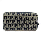 Fendi Full Zipper Wallet Canvas Leather Navy Gray — view 2