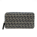 Fendi Full Zipper Wallet Canvas Leather Navy Gray