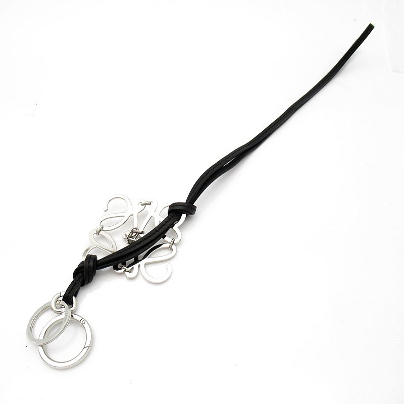 Loewe Anagram Key Holder Calfskin Brass Black — view 2