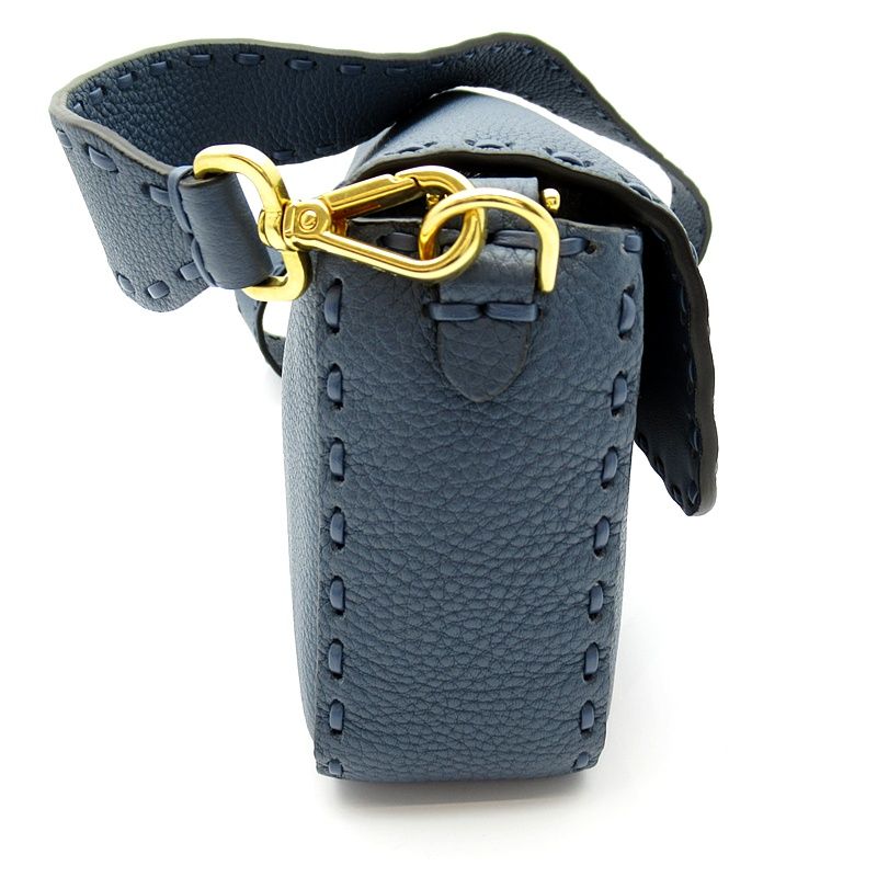 Fendi Selleria Baguette 2-Way Shoulder Bag Leather Blue — view 5