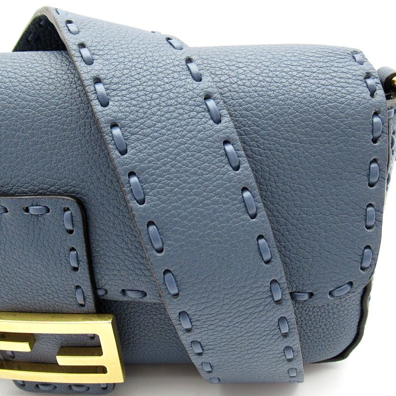 Fendi Selleria Baguette 2-Way Shoulder Bag Leather Blue — view 2