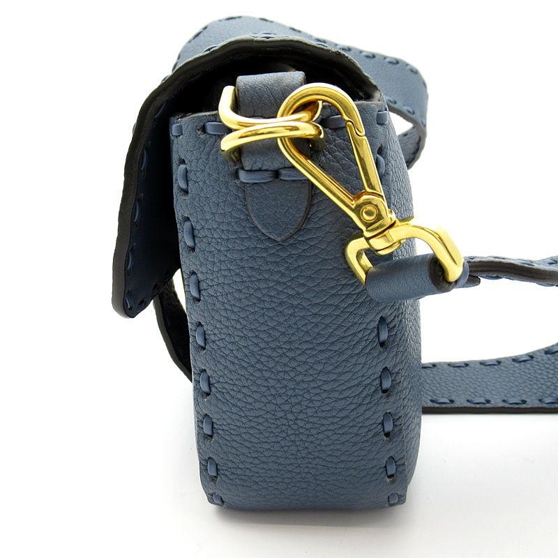 Fendi Selleria Baguette 2-Way Shoulder Bag Leather Blue — view 3
