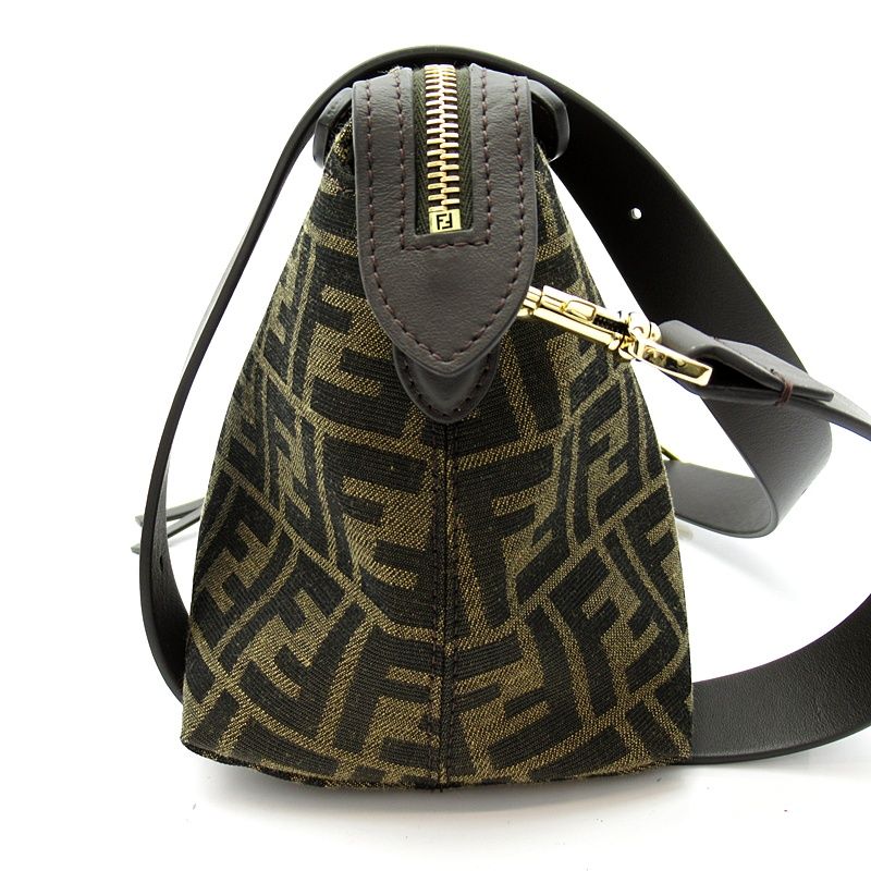 Fendi by the Way Soft Medium FF Jacquard Canvas Leather Handbag — view 3