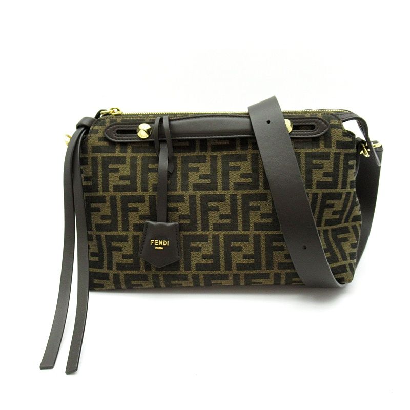 Fendi by the Way Soft Medium FF Jacquard Canvas Leather Handbag