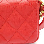 Chanel Quilted Mini Clutch Shoulder Bag Caviar Leather Red — view 6