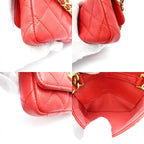 Chanel Quilted Mini Clutch Shoulder Bag Caviar Leather Red — view 8